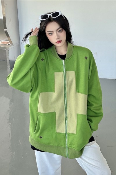 Bő szabású női baseball kabát - cipzárral