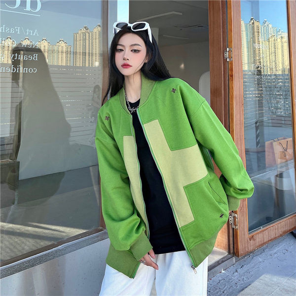 Bő szabású női baseball kabát - cipzárral