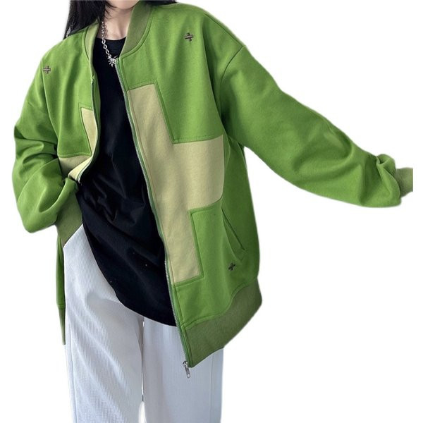 Bő szabású női baseball kabát - cipzárral