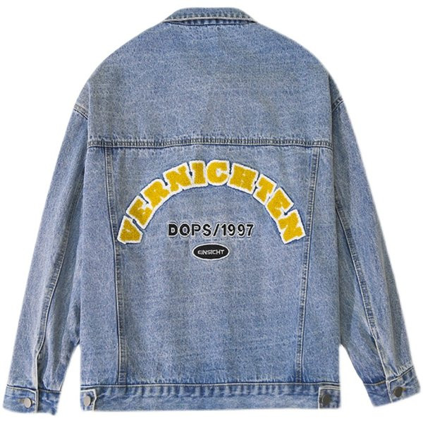 Ženska jesenska jakna slobodnog uzorka - traper na gumbe