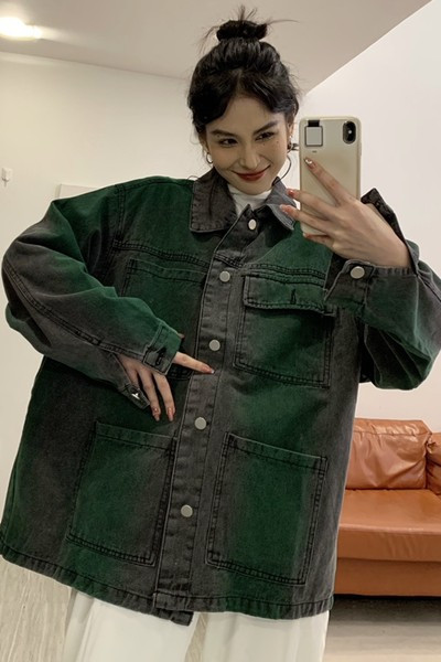 Jesenska ženska jakna - traper na gumbe