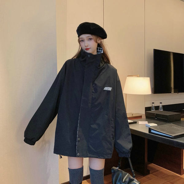 Alkalmi női kockás galléros kabát