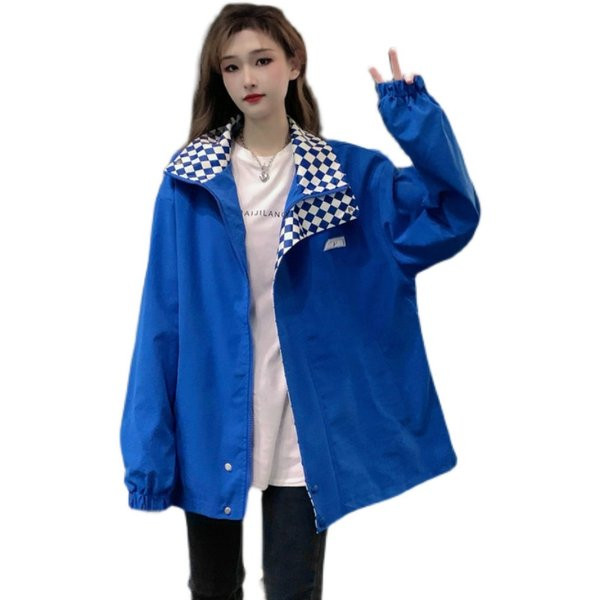 Alkalmi női kockás galléros kabát