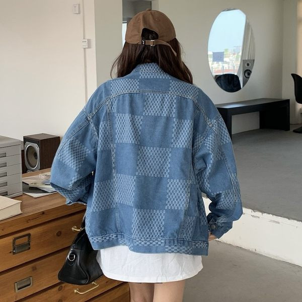 Női őszi kabát kék színben - gombokkal