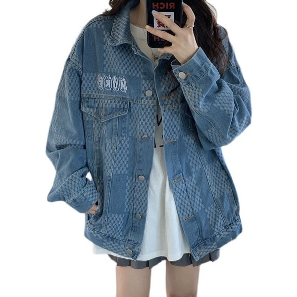 Női őszi kabát kék színben - gombokkal