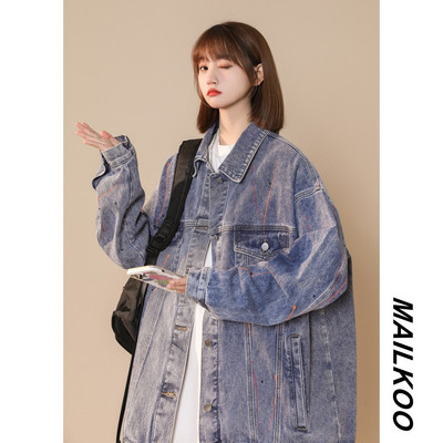 Női farmerdzseki gallérral és zsebbel, különböző színekben