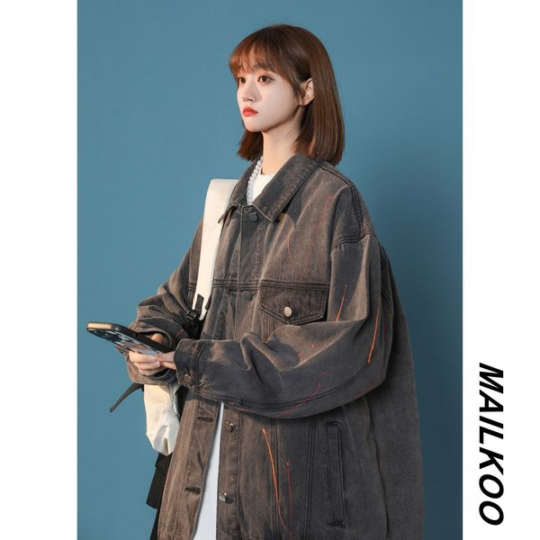 Női farmerdzseki gallérral és zsebbel, különböző színekben