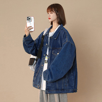 Női őszi kabát gombokkal - farmer