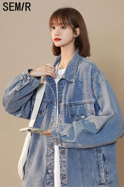 Női őszi kabát gombokkal - farmer