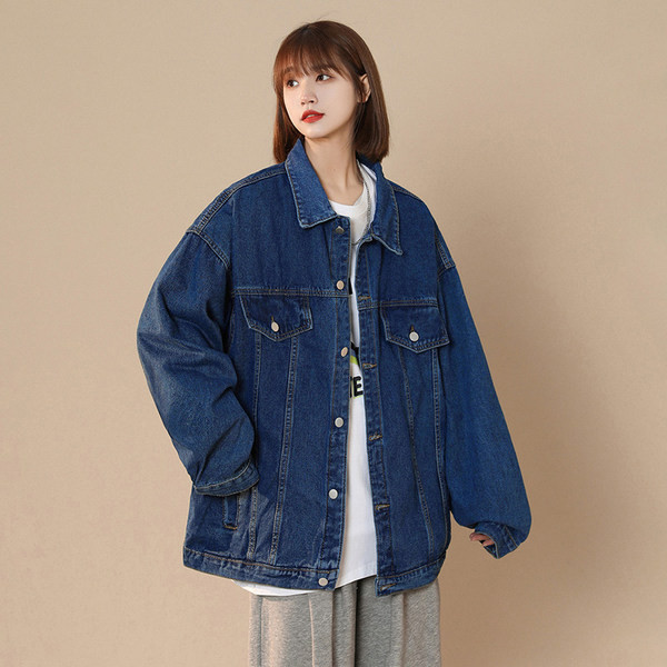 Női őszi kabát gombokkal - farmer