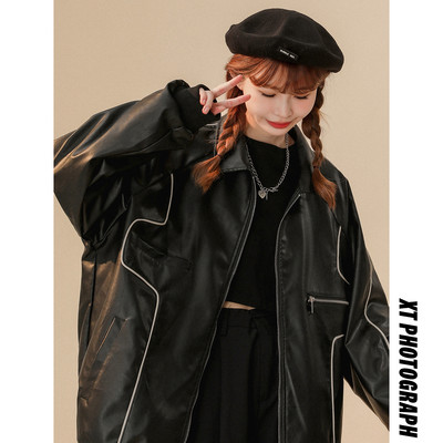 Ženska jesenja jakna u dvije boje - slobodni stil