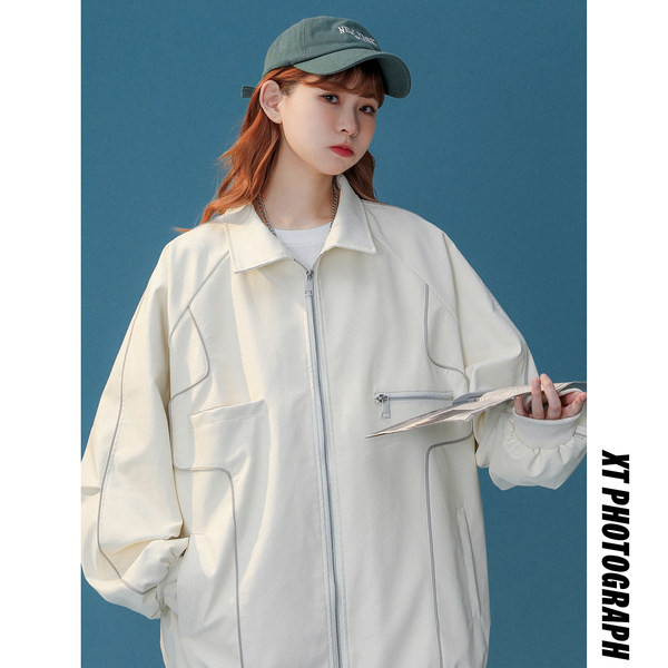 Ženska jesenja jakna u dvije boje - slobodni stil