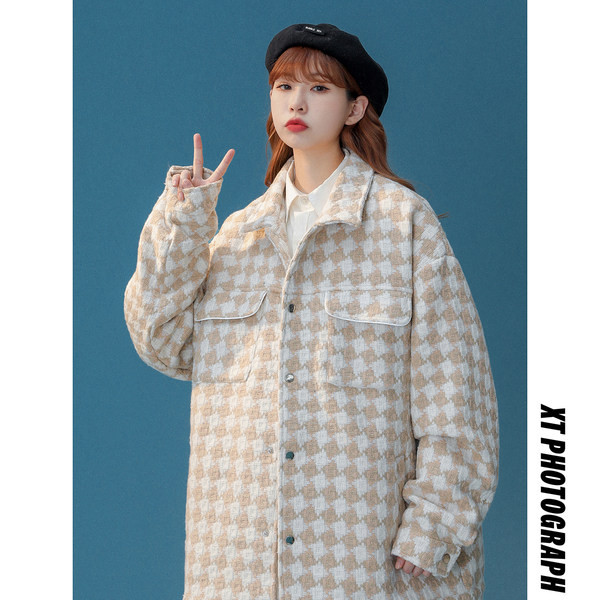 Kockás női kabát típusú ing különböző színekben