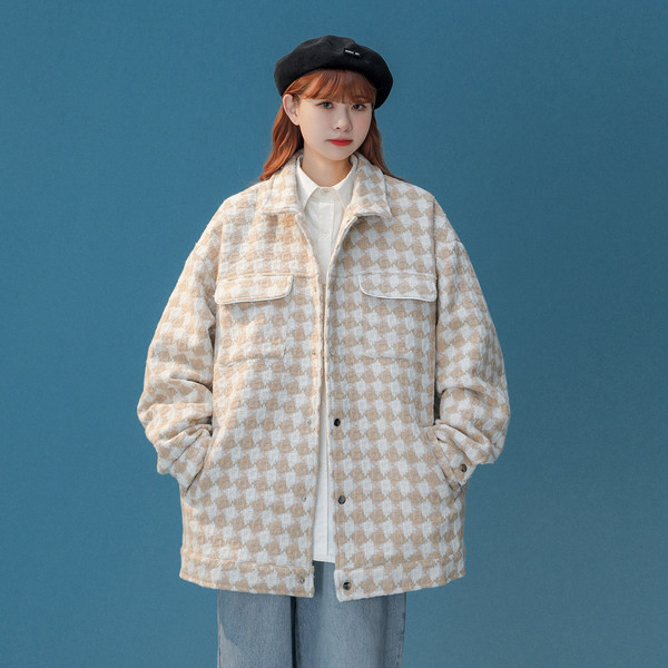 Kockás női kabát típusú ing különböző színekben