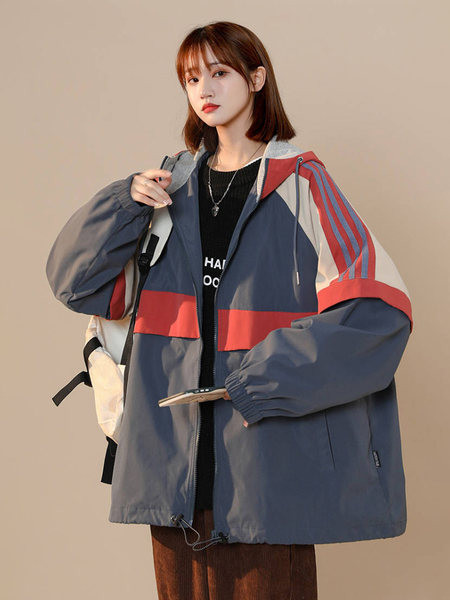 Ženska jesenja jakna - s kapuljačom i patentnim zatvaračem