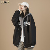 Női széles modellkabát cipzárral és zsebbel