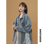 Női őszi kabát bő mintával - farmer