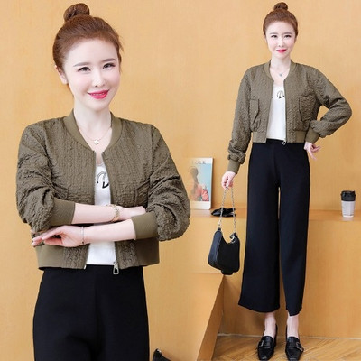 Női sport rövid kabát cipzárral