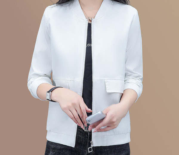 Női alkalmi őszi kabát mintás cipzárral