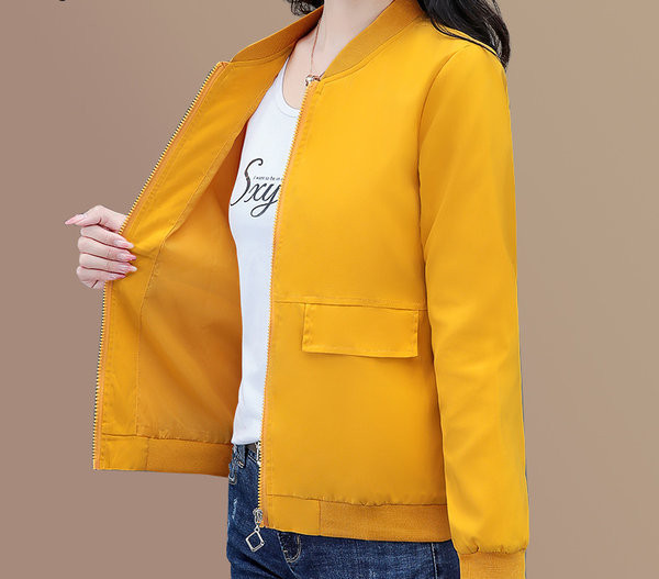 Női alkalmi őszi kabát mintás cipzárral