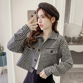 Alkalmi női kockás galléros kabát