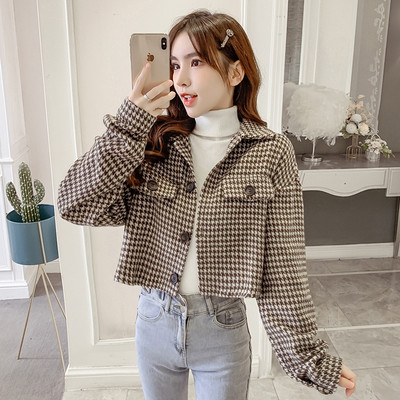 Alkalmi női kockás galléros kabát