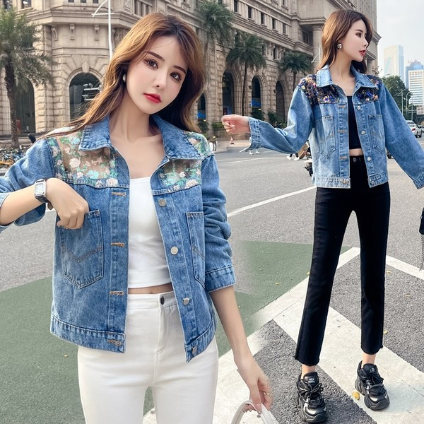 Ženska traper jakna sa šljokicama