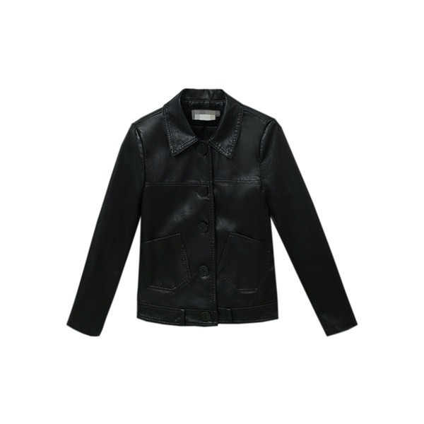 Női bőrkabát gombokkal - rövid