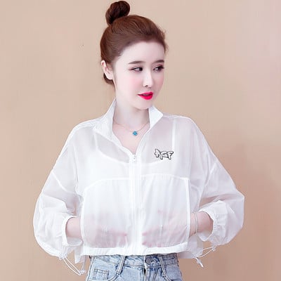 Női napvédő kabát kapucnival és zsebbel