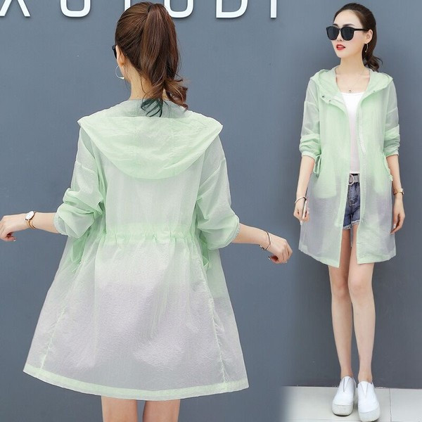 Дамско дълго слънцезащитно яке с качулка в два цвята