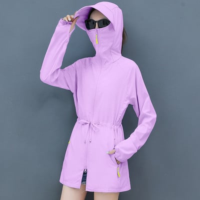 Női napkabát nyakkendővel és zsebbel