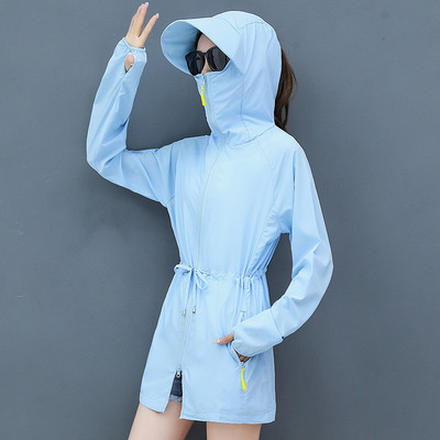 Női napkabát nyakkendővel és zsebbel