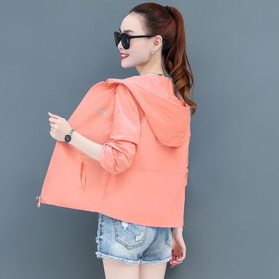 Női napkabát nyakkendővel és zsebbel