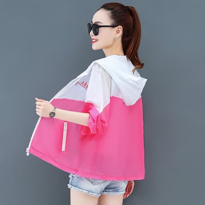 Női napkabát nyakkendővel és zsebbel