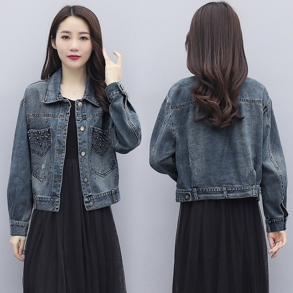 Дънково есенно яке с копчета - къс модел