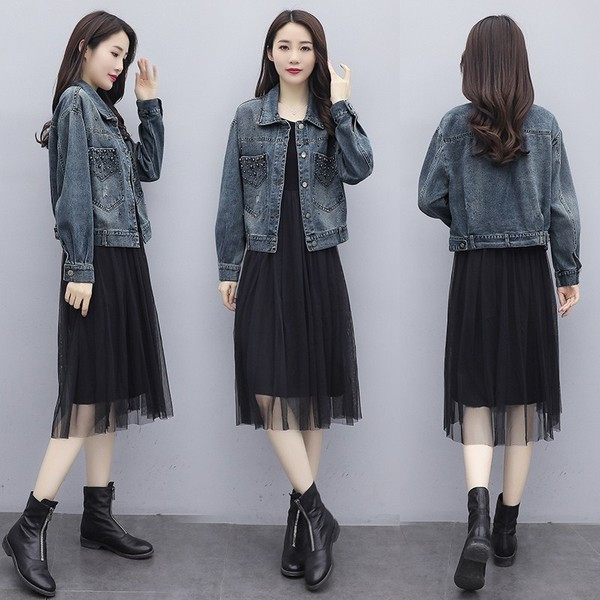 Дънково есенно яке с копчета - къс модел