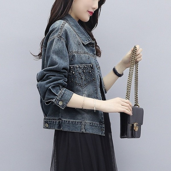 Дънково есенно яке с копчета - къс модел