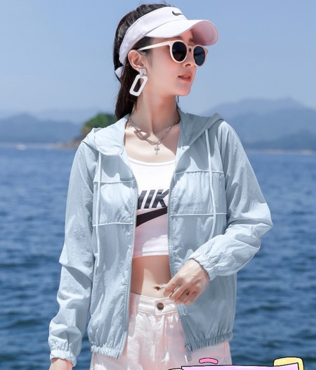 Γυναικείο υπερ-λεπτό αντηλιακό μπουφάν με φερμουάρ με κουκούλα