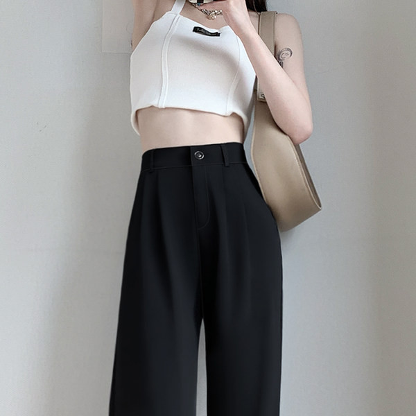 Elegáns női nadrág magas derékkal és zsebbel