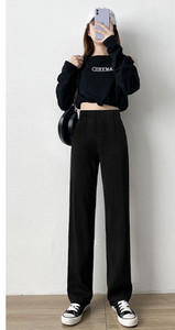 Γυναικείο μαύρο ψηλόμεσο παντελόνι με τσέπη