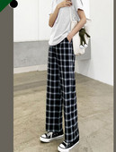 Női fekete-fehér kockás húzózsinóros nadrág