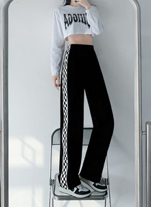 Női magas derekú nadrág - kockás