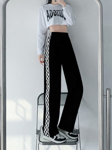 Női magas derekú nadrág - kockás