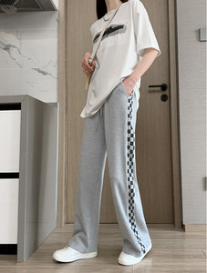 Női magas derekú nadrág - kockás