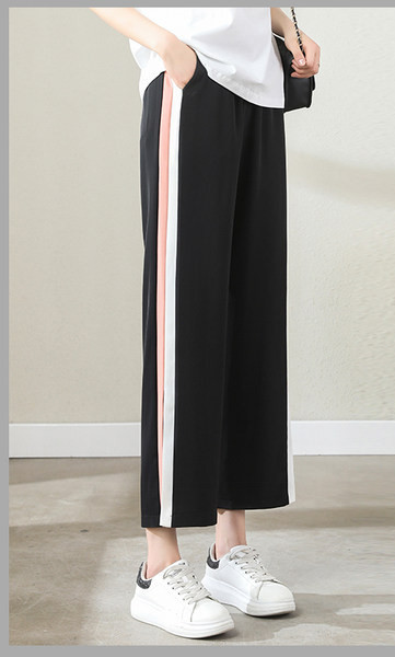 Naiste kõrge vöökohaga püksid – lahtised 7/8 mustriga