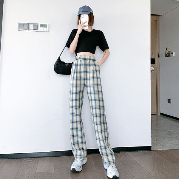 Női sportnadrág magas derékkal, zsebbel