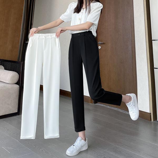 Naiste elegantsed tasku ja lukuga püksid