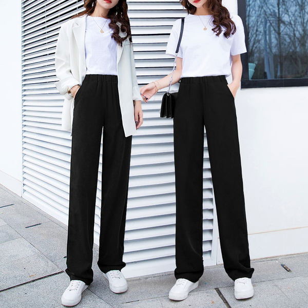 Női nadrág magas derékkal - letisztult modell fekete színben