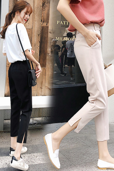 Naiste elegantsed lõhikuga püksid