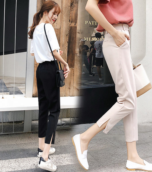 Naiste elegantsed lõhikuga püksid